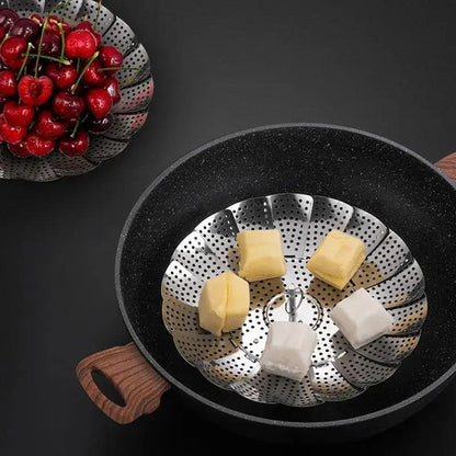 Folding Dish Steam Stainless Steel Food Steamer Basket Fruit Vegetable Cooker Multi-Function Meat Steaming Tray Kitchen Tools