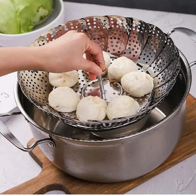 Folding Dish Steam Stainless Steel Food Steamer Basket Fruit Vegetable Cooker Multi-Function Meat Steaming Tray Kitchen Tools