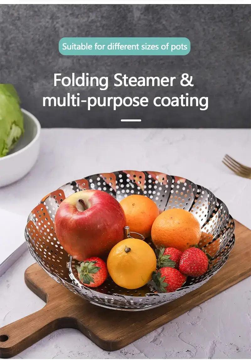 Folding Dish Steam Stainless Steel Food Steamer Basket Fruit Vegetable Cooker Multi-Function Meat Steaming Tray Kitchen Tools