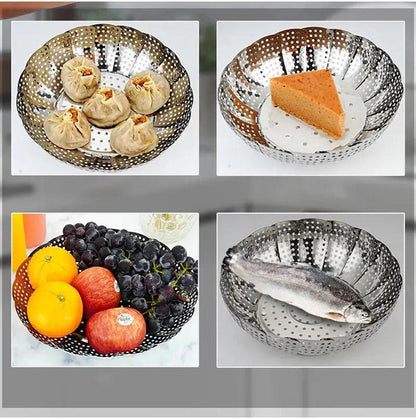 Folding Dish Steam Stainless Steel Food Steamer Basket Fruit Vegetable Cooker Multi-Function Meat Steaming Tray Kitchen Tools