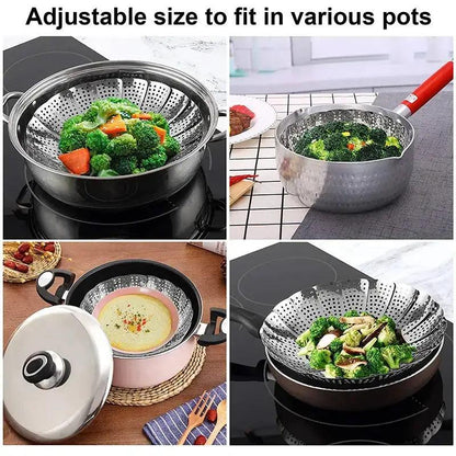 Folding Dish Steam Stainless Steel Food Steamer Basket Fruit Vegetable Cooker Multi-Function Meat Steaming Tray Kitchen Tools