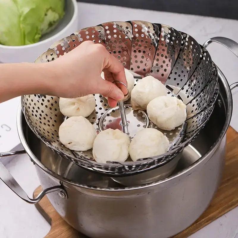 Folding Dish Steam Stainless Steel Food Steamer Basket Fruit Vegetable Cooker Multi-Function Meat Steaming Tray Kitchen Tools