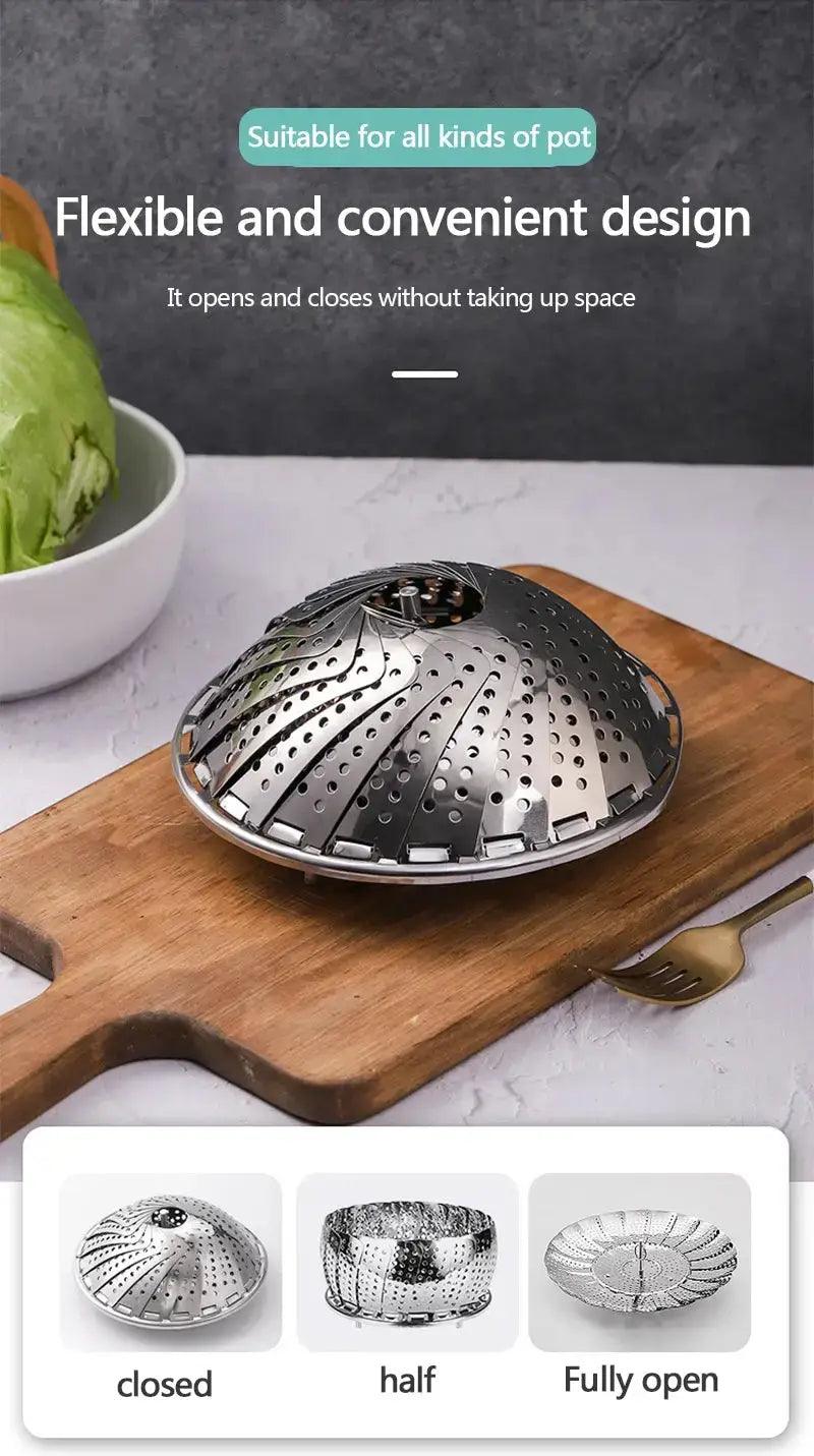 Folding Dish Steam Stainless Steel Food Steamer Basket Fruit Vegetable Cooker Multi-Function Meat Steaming Tray Kitchen Tools