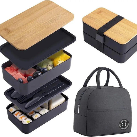 Boîte à déjeuner Bento box Japonais empilable avec sac à déjeuner