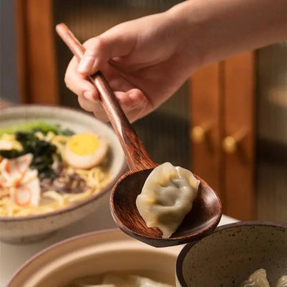 Cuillère en bois à long manche pour ramen