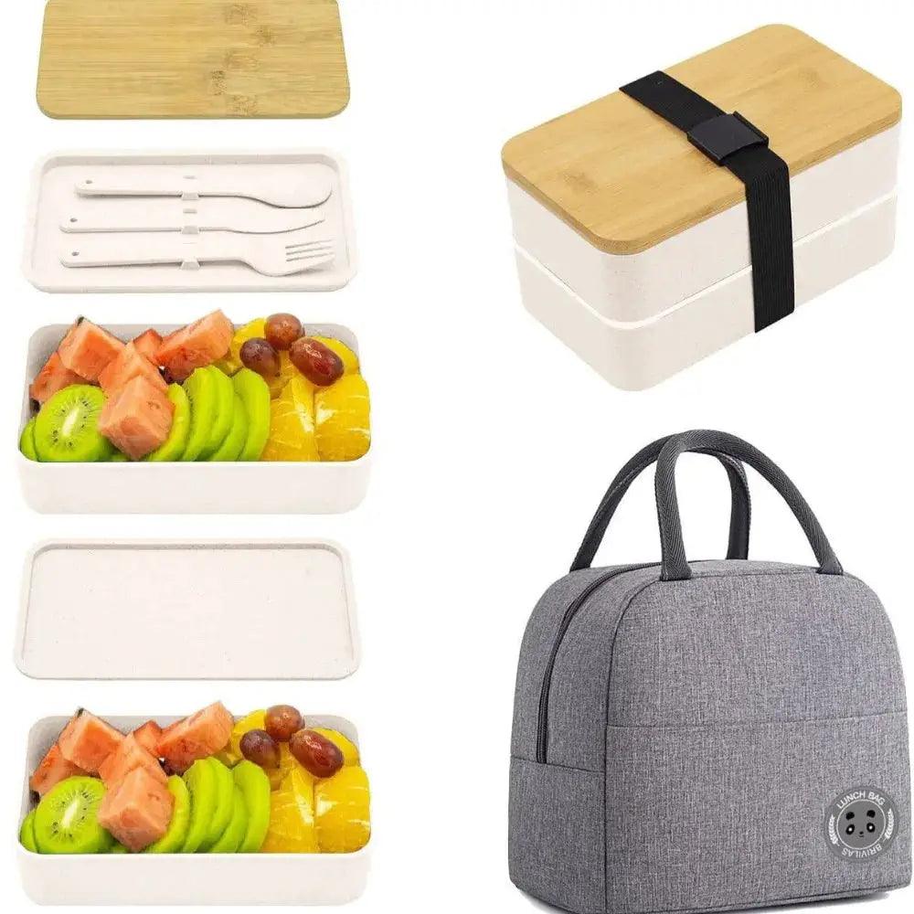 Boîte à déjeuner Bento box Japonais empilable avec sac à déjeuner