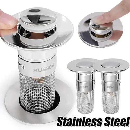 Stainless Steel Floor Drain Filter Washbasin Plug Anti Odor Pop-Up Bounce Core Basin Stopper Hair Catcher Shower Sink Strainer