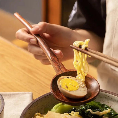 Cuillère en bois à long manche pour ramen